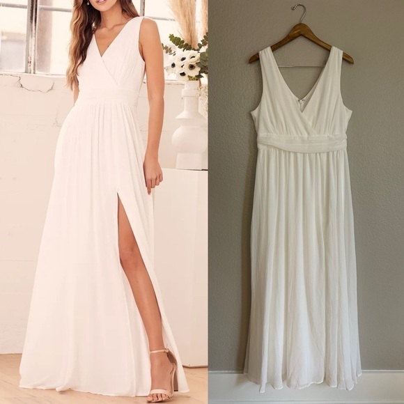 Thoughts of Hue White Surplice Maxi Dress NWOT - Picture 1 of 7